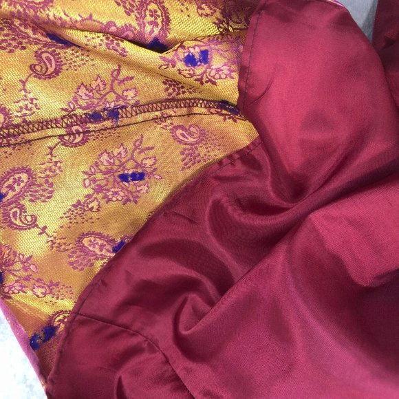 Vtg Mica Sz 10 Elegant Raspberry Asia Inspired Sleeveless Shift Paisley Brocade - Picture 9 of 9